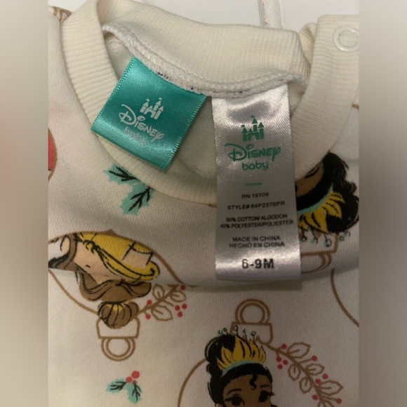 Disney Baby Cream Christmas Holiday Princess Design Infant 6/9 months - Picture 8 of 8